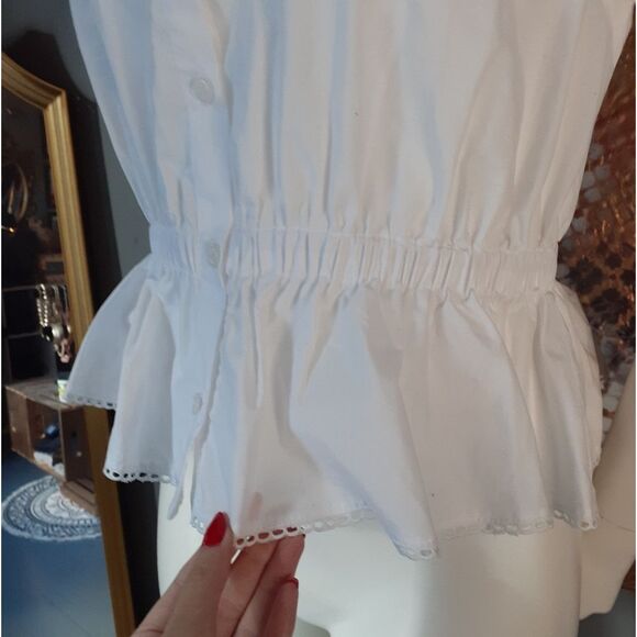 Zara Nwot 100% Cotton White Ruffled Women's Top - Picture 7 of 10
